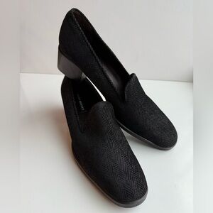 Sesto Meucci Black Herringbone Heeled Loafers